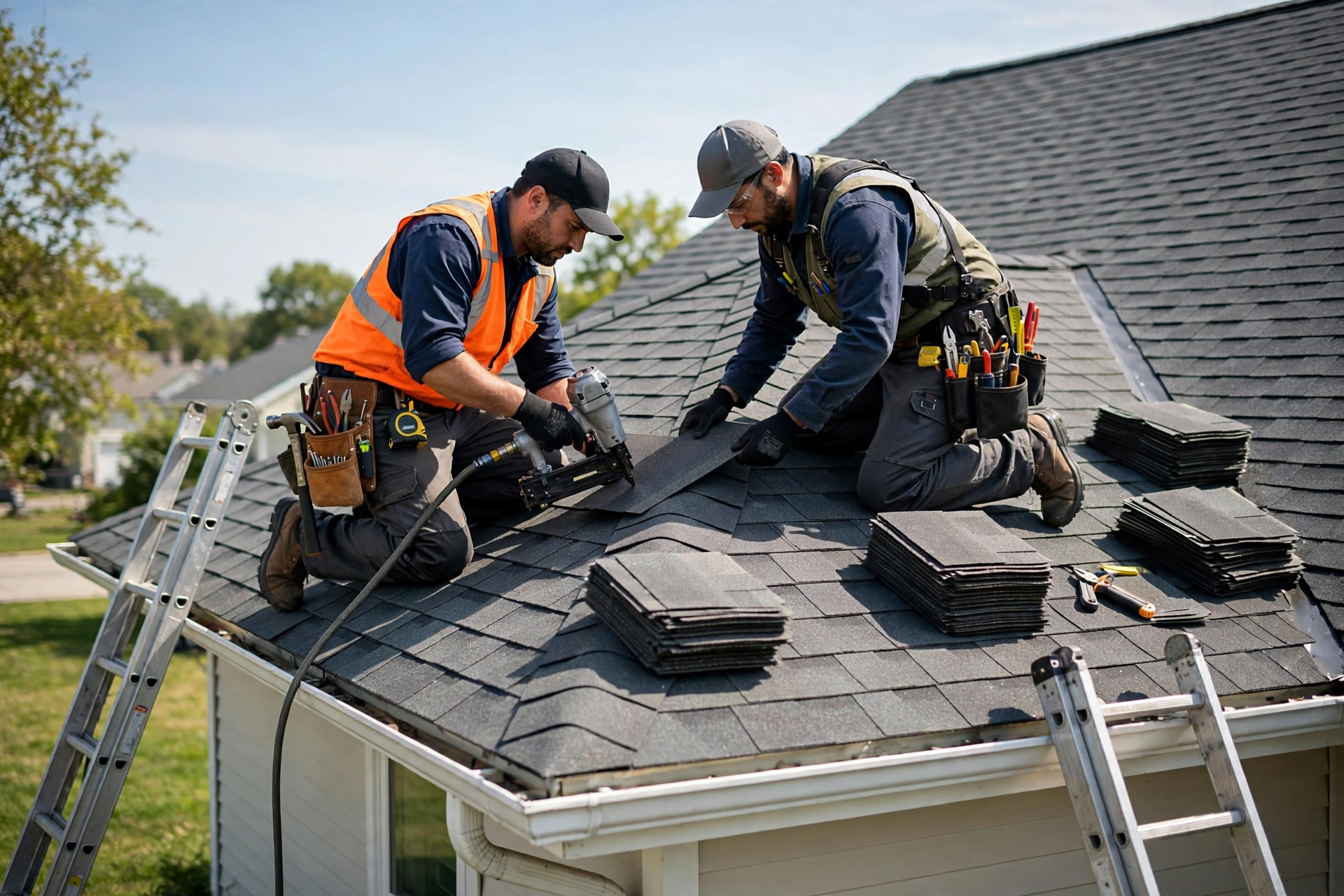 Friendly roofing crew from Roof Leak Repair Company in Freeport, NY